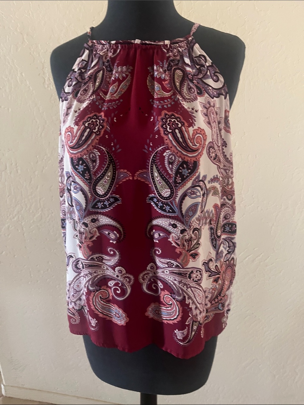 Soho Burgundy and Pink Paisley Halter Camisole